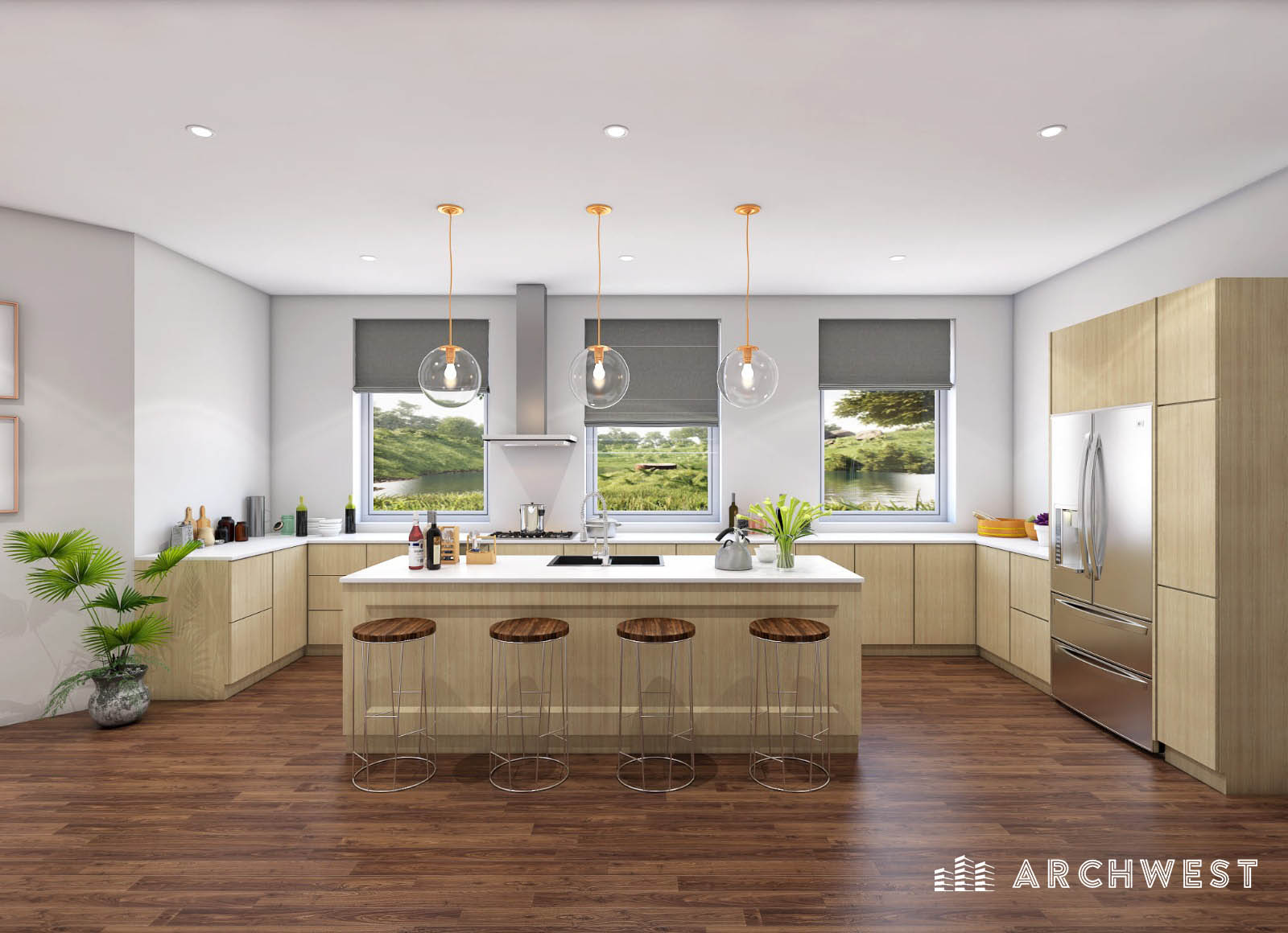 8. 3D Render of a Modern Style Kitchen, Colorado, USA